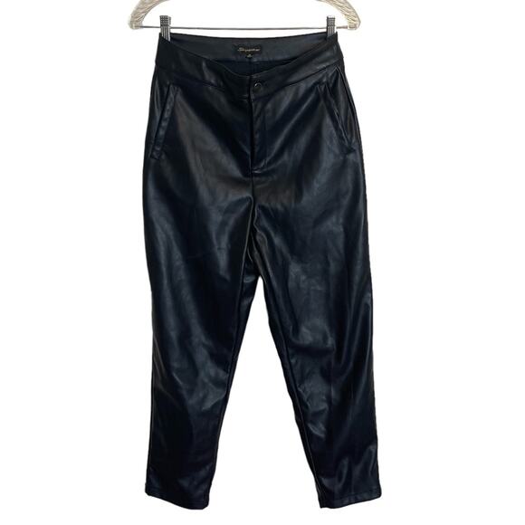 Shinestar High Waist Faux Leather Tapered Pants Black Size M - Picture 1 of 3